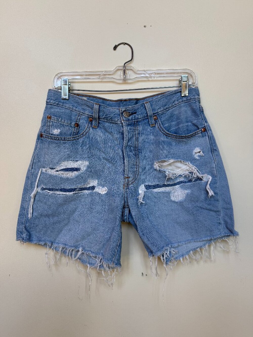 Levi’s 501 Distressed Cutoff Denim Shorts Light Wash